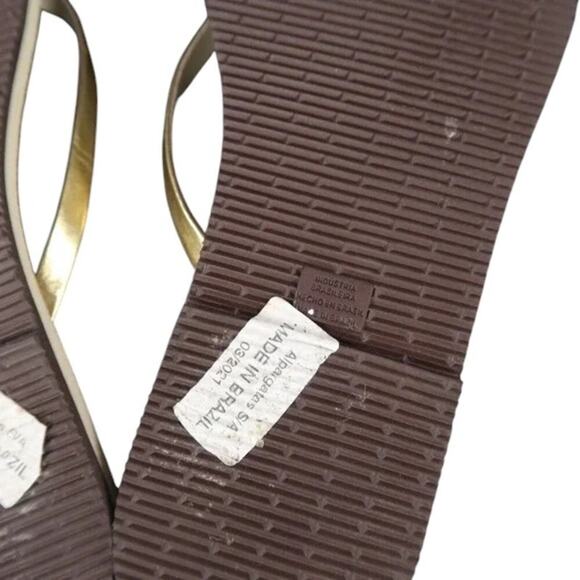 Havaianas Shoes Womens 9.5 Sandals Flip Flop Casual Fashion Gold Metallic Slim - Picture 9 of 15